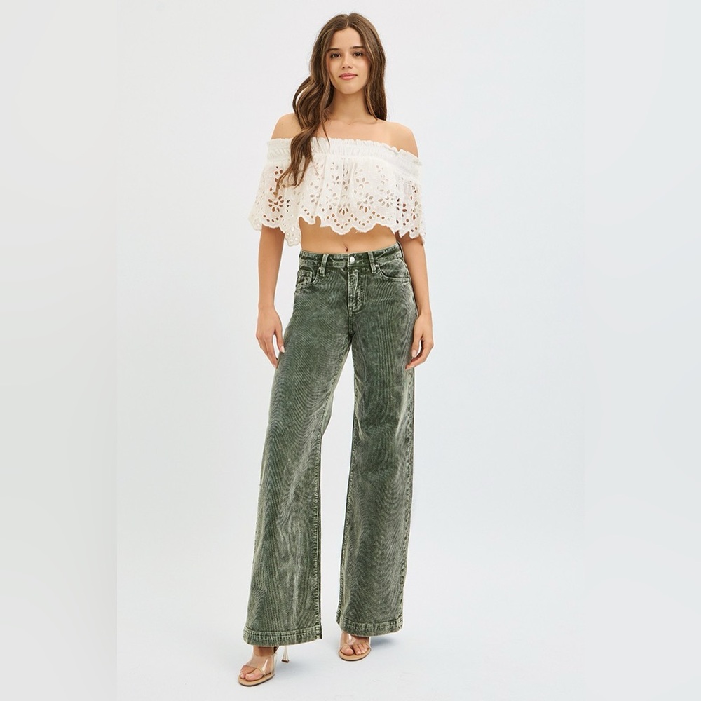 RISEN High Rise Wide Leg Corduroy Jeans